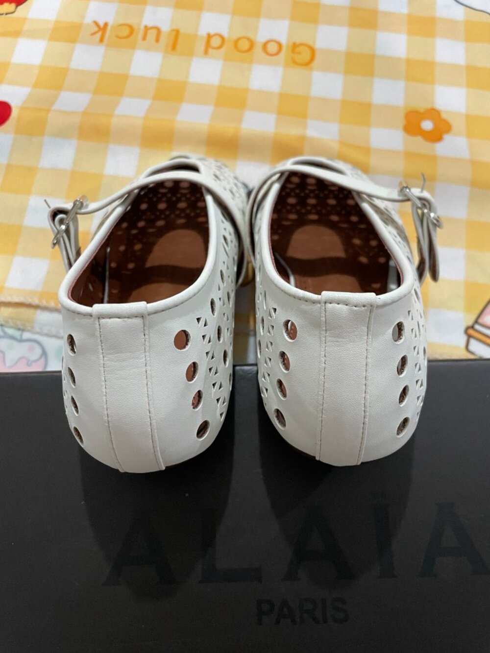 ALAÏA White Cut-Out Mary Jane Ballet Flats - Picture 11 of 11